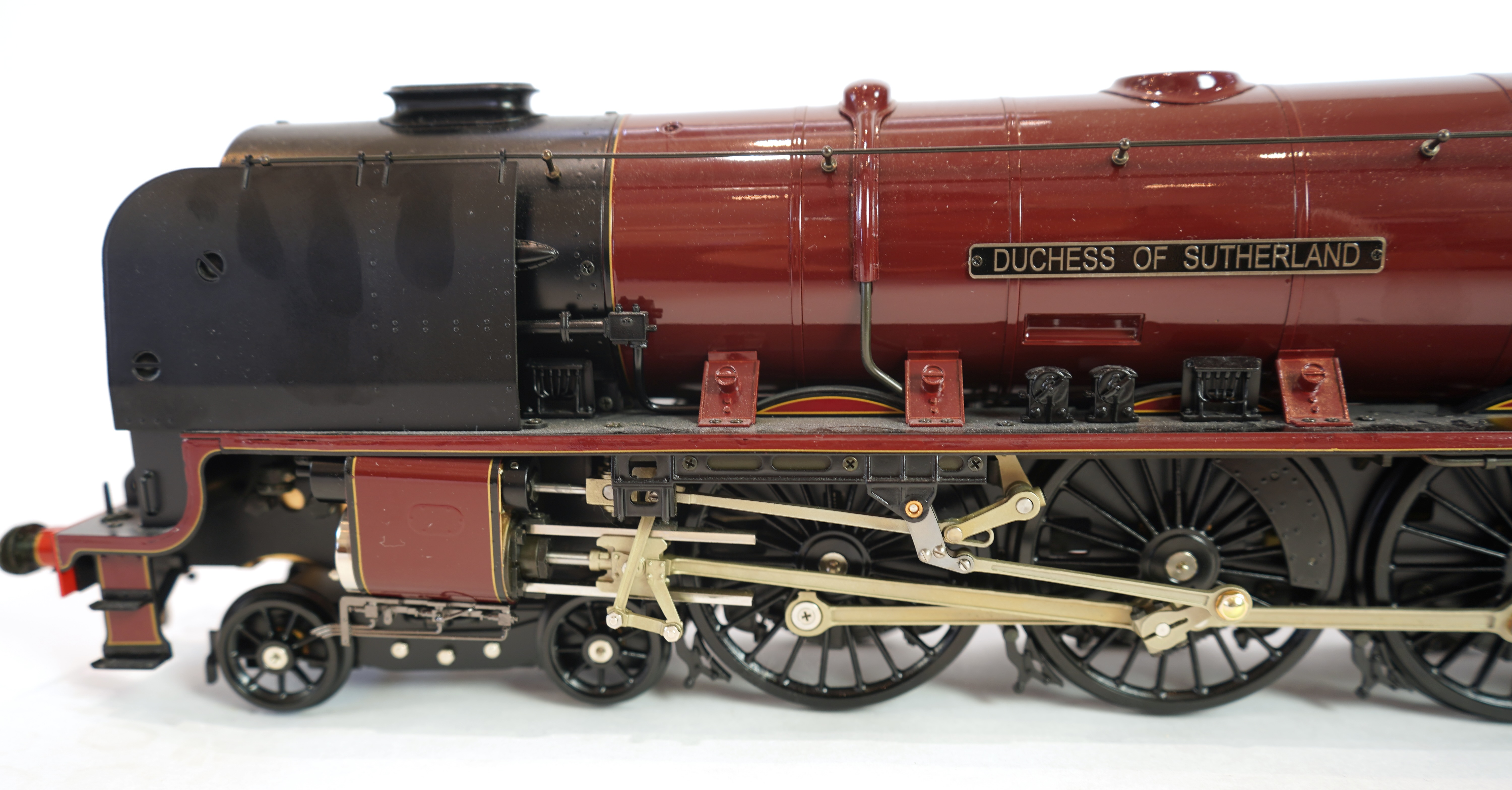 A Gauge One Aster Hobbies live steam LMS Coronation Class, 4-6-2 tender locomotive, Duchess of Sutherland 6233, the factory ‘Built Up’ version, spirit fired working four cylinder motion, with assembly instructions, opera